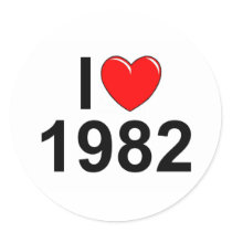 I Love (Heart) 1982 Round Stickers