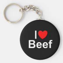I Love (Heart) Beef Keychains