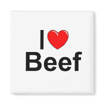 I Love (Heart) Beef Refrigerator Magnets