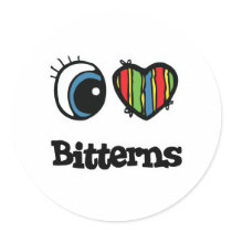 I Love (Heart) Bitterns Round Stickers