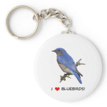 I Love (heart) Bluebirds Keychain