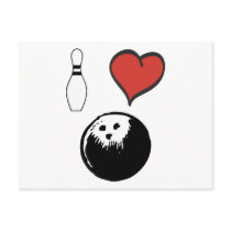 I Love (heart) Bowling Post Card