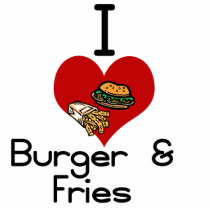 I love-heart burger fries photo sculptures