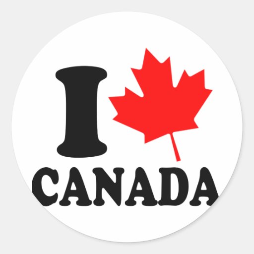 I Love Heart Canada Classic Round Sticker Zazzle