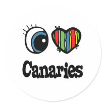 I Love (Heart) Canaries stickers by eyeheartanimals I Love (Heart) Canaries stickers
