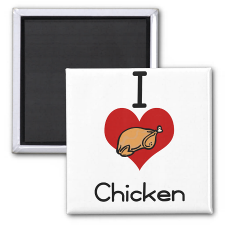 I love-heart chicken magnets