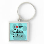 I Love (Heart) Chow Chow Pawprint Key Chains
