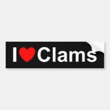 I Love (Heart) Clams Bumper Stickers
