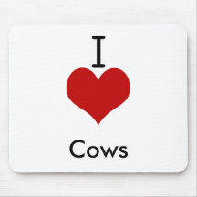 I Love (heart) Cows Mousepad