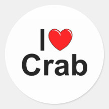 I Love (Heart) Crab Round Stickers