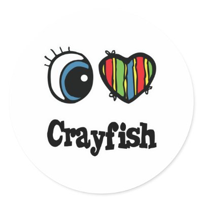 I Love (Heart) Crayfish Round Stickers by eyeheartanimals