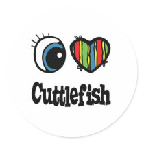 I Love (Heart) Cuttlefish stickers by eyeheartanimals I Love (Heart) Cuttlefish stickers