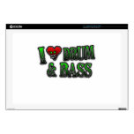 I Love heart DRUM and BASS 17" Laptop Decals