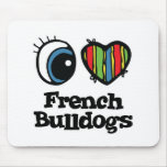 I Love (Heart) French bulldogs Mouse Mat
