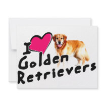 I love (heart) Golden Retrievers invitations