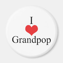I Love (Heart) Grandpop Refrigerator Magnets