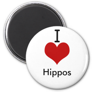 I Love (heart) Hippos Magnets