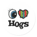 I Love (Heart) Hogs stickers