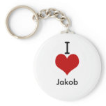 I Love (heart) Jakob keychains