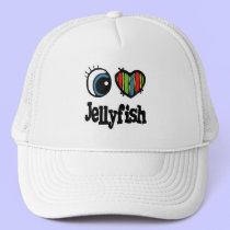I Love (Heart) Jellyfish hats