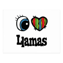 I Love (Heart) Llamas Post Cards