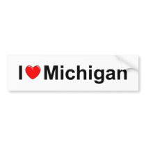 I Love (Heart) Michigan Bumper Sticker