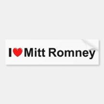 I Love (Heart) Mitt Romney Bumper Stickers