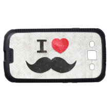 I love / heart Mustache vintage damask Galaxy S3 Cases