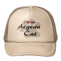 I Love (Heart) My Aegean Cat Pawprint Trucker Hat