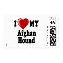 I Love (Heart) My Afghan Hound Dog Stamp