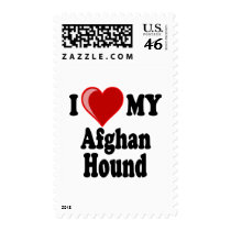 I Love (Heart) My Afghan Hound Dog Stamp