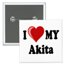 I Love (Heart) My Akita Dog Button