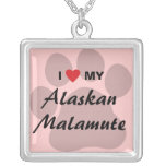 I Love (Heart) My Alaskan Malamute Pendants