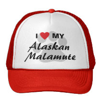 I Love (Heart) My Alaskan Malamute hats