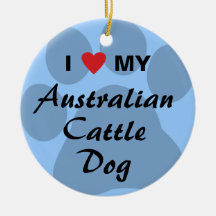 I Love (Heart) My Australian Cattle Dog Christmas Tree Ornament