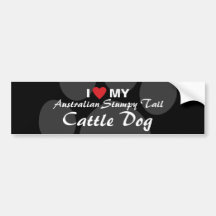 I Love (Heart) My Australian Stumpy Tail CattleDog Bumper Stickers