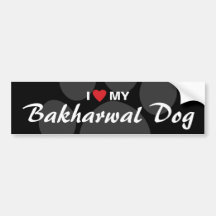I Love (Heart) My Bakharwal Dog Bumper Stickers
