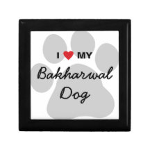 I Love (Heart) My Bakharwal Dog Paw Print Keepsake Box