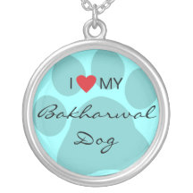 I Love (Heart) My Bakharwal Dog Paw Print Personalized Necklace