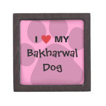 I Love (Heart) My Bakharwal Dog Paw Print Premium Keepsake Boxes