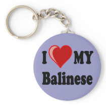 I Love (Heart) My Balinese Cat Keychain