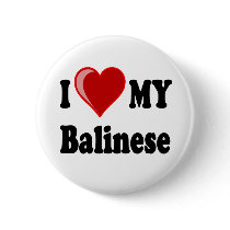 I Love (Heart) My Balinese Cat Pin