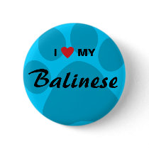 I Love (Heart) My Balinese Pawprint Pin