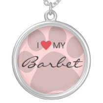 I Love (Heart) My Barbet Paw Print Design Necklaces