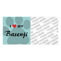 I Love (Heart) My Basenji Paw Print Photo Cards