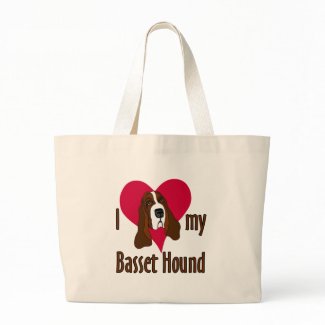 I Love [heart] my Basset Hound bag