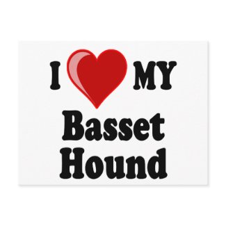 I Love (Heart) My Basset Hound Dog postcard