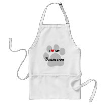 I Love (Heart) My Beauceron Paw Print Aprons