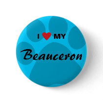 I Love (Heart) My Beauceron Paw Print Pinback Button
