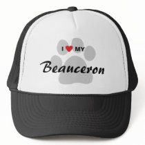 I Love (Heart) My Beauceron Paw Print Trucker Hat
